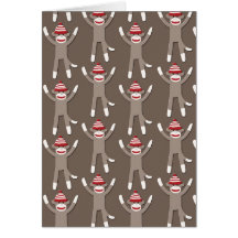Copie de singe de chaussette cartes de vœux