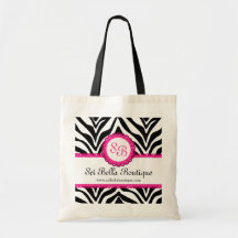 Copie de zèbre et monogramme de dentelle/initiales sac fourre-tout