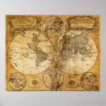 Copie du 17ème siècle d'affiche de carte de Vieux 
