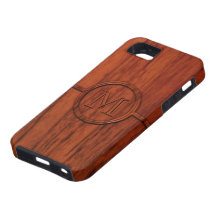Copie en bois d'acajou de monogramme coques iPhone 5 Case-Mate