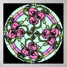 Copie en verre de toile de tache rose affiche