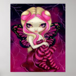 Copie féerique d'art d'imaginaire rose de foudre poster