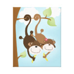 Copie mignonne d'art de toile de deux singes impressions sur toile