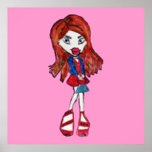 Copie Redhaired de toile de fille d'Anime de Fashi Affiche