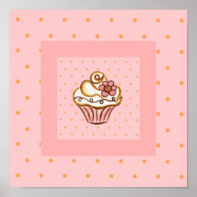 Copie rose d'art d'affiche de petit gâteau
