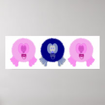 Copie rose et bleue d'affiche de bébés de Pom Pom