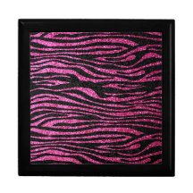 Copie rose et noire de zèbre bling (scintillement  boîte à souvenirs