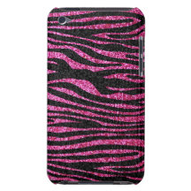 Copie rose et noire de zèbre bling (scintillement  coque barely there iPod