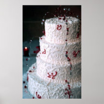 Copie rouge de beaux-arts de boulangerie de gâteau affiche