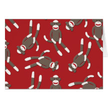Copie rouge de singe de chaussette cartes