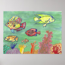 Copie tropicale de poissons affiche