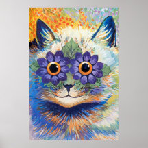 Copie vintage d'affiche d'art de chat de flower po