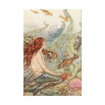 COPIE VINTAGE DE SIRÈNE D'AFFICHE D'ART IMPRESSION SUR TOILE