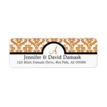 Copper Damask Monogram Labels {not metallic} labels