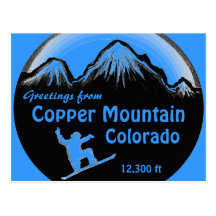 Copper Mountain Colorado blue snowboard postcard