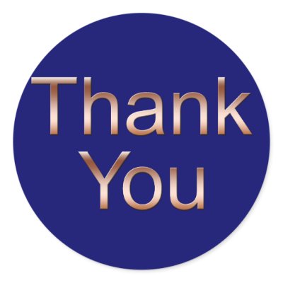 Copper on Dark Blue Thank You Stickers by FLOWGEEZ