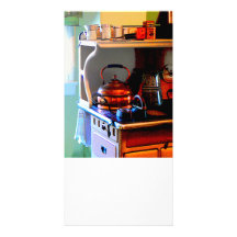 Copper Tea Kettle on Stove Custom Photo Card