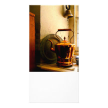 Copper Tea Kettle on Windowsill Custom Photo Card