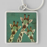 Copper & Teal  Giraffes  Keychain keychains