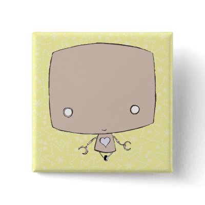 Copper the Little Robot (lemon washi print) Buttons by TehBunneh