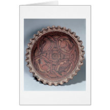 Coptic cup, painted terracotta with swag borders, cards