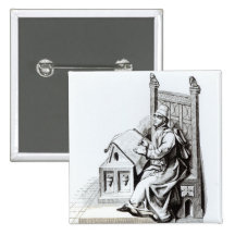 Copyist Writing upon a Sheet of Vellum Button