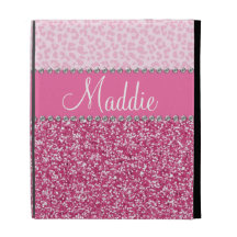 Coque ipad rose du léopard BLING de fausse pierre 