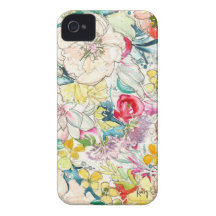 Coque iphone au néon de fleur d'aquarelle coque Case-Mate iPhone 4