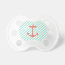 Coral Anchor Silhouette Baby Pacifier