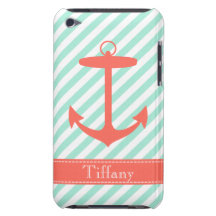 Coral Anchor Silhouette Barely There iPod Cases