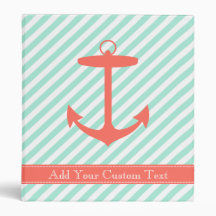 Coral Anchor Silhouette Binders