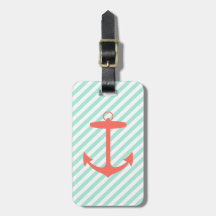 Coral Anchor Silhouette Luggage Tag