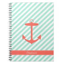 Coral Anchor Silhouette Notebook