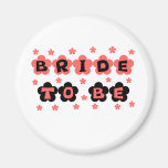 Coral and Black Flowers Bride to Be Refrigerator Magnet