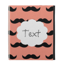 Coral And Black Moustache Pattern iPad Folio Case