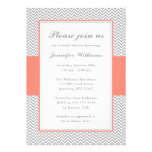 Coral and Grey Chevron Bridal Shower Custom Announcement