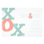Coral and Mint XOX Wedding Invitation