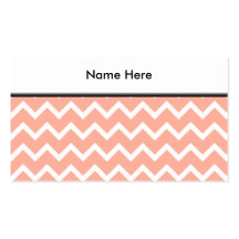 Coral and White Zig Zag Pattern. Business Card