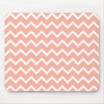 Coral and White Zig Zag Pattern. Mouse Pad
