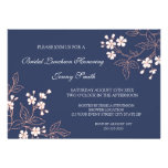 Coral Blue Floral Bridal Lunch Invitation Cards