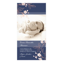 Coral Blue Thank You Baby Shower Photo Cards