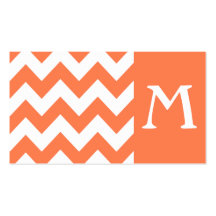 Coral Bold Chevron Monogram Business Card