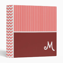Coral Chevron Pattern Vinyl Binders