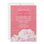 Coral Damask Peonies Floral Formal Wedding Invites