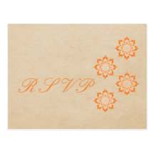 Coral Daring Floral Blooms RSVP Postcard