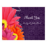 Coral Fuchsia Eggplant Gerber Daisy Thank You Card Invite