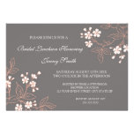 Coral Gray Floral Bridal Lunch Invitation Cards