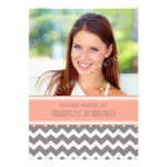 Coral Gray Photo 21st Birthday Party Invitations