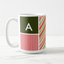 Coral & Green Stripes; Striped Mug