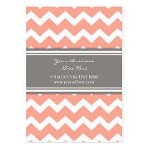 Coral Grey Chevron Retro Business Cards